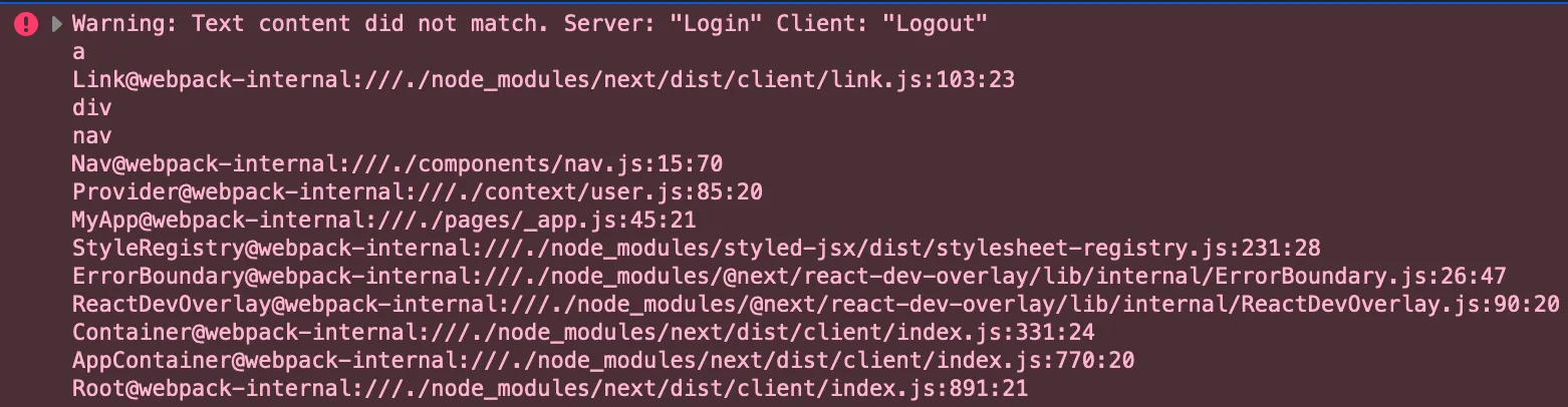 React Hydration warning in console